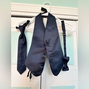 Kids Boys Satin Midnight Navy Blue Vest Wedding Fits sizes 3T 4T 5 6 with tie